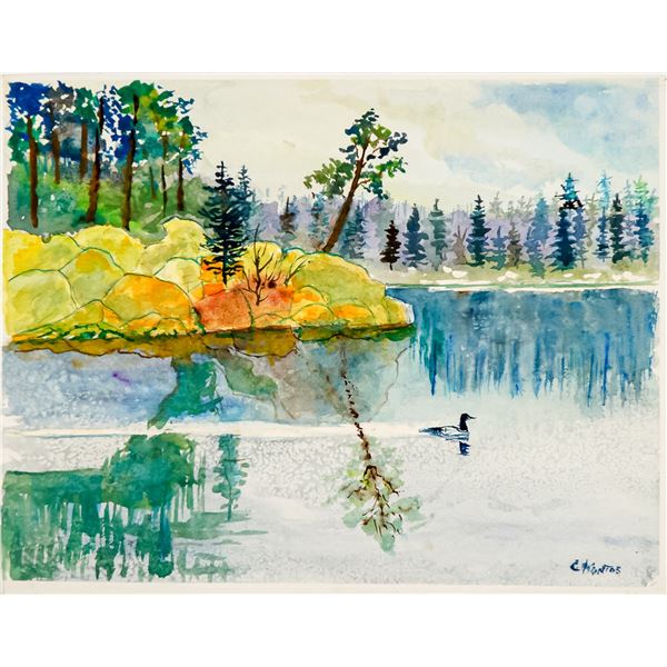 Charles Kontos, Original Watercolor Painting on Paper, Signed