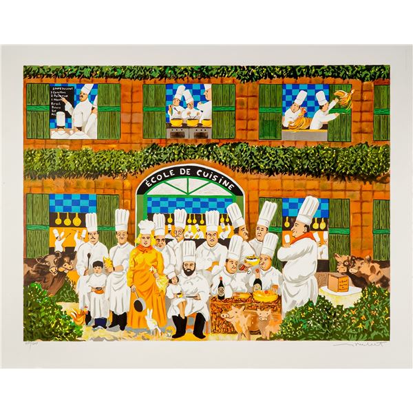 Guy Buffet, Serigraph on Paper, Ecole de Cuisine, Signed & Numbered