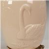 Image 3 : Lenox Porcelain Table Lamp with Swan Relief on Brass Base