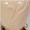 Image 4 : Lenox Porcelain Table Lamp with Swan Relief on Brass Base