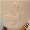 Image 5 : Lenox Porcelain Table Lamp with Swan Relief on Brass Base