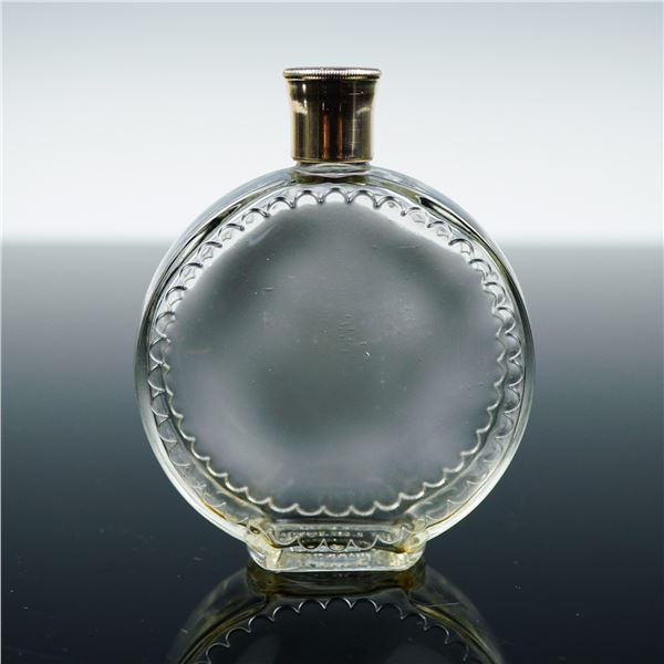 Vintage Lalique France Clear Glass Perfume Bottle with Metal Cap