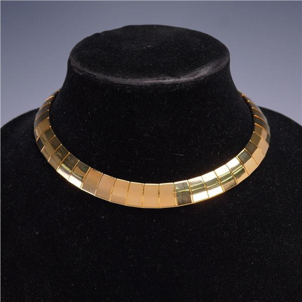 Ladies Gold Tone Articulated Collar Necklace