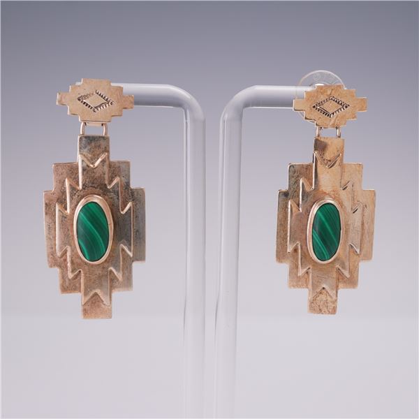 Sterling Silver Malachite Post Earrings