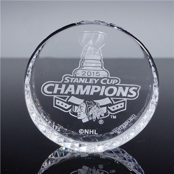 Waterford Crystal Paperweight, 2015 Stanley Cup Champions Chicago Blackhawk