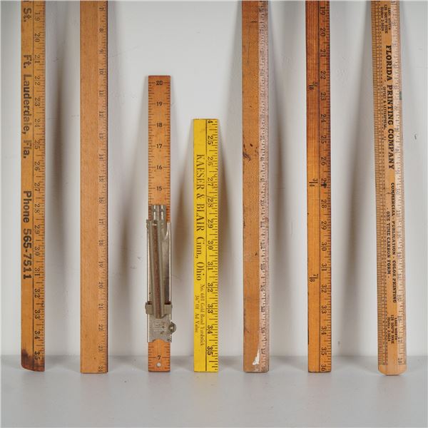 Collection of 7 Americana Advertising Yardsticks & Folding Rulers