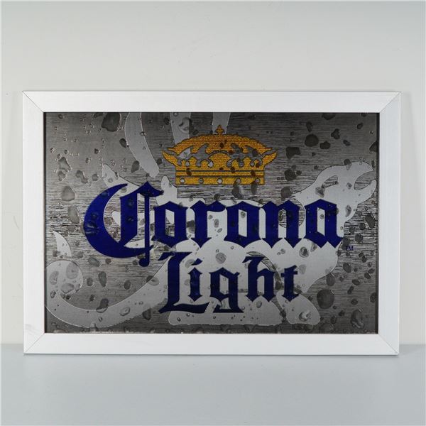 Corona Light Beer Advertising Mirror with White Frame