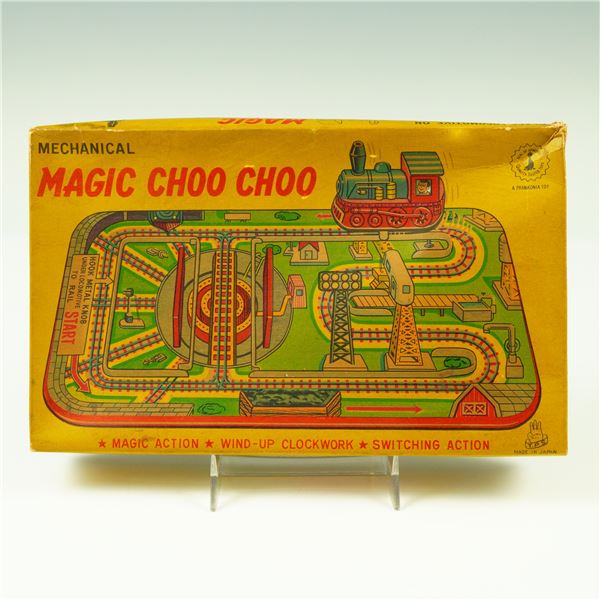 Vintage Frankonia Magic Choo Choo Wind-Up Tin Train with Track and Box