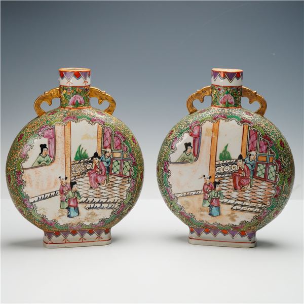 Pair of Chinese Famille Rose Moonflask Vases