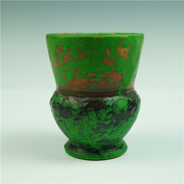 Weller Greora Glazed Art Pottery Vase, Marbled Green & Oxidized Hues