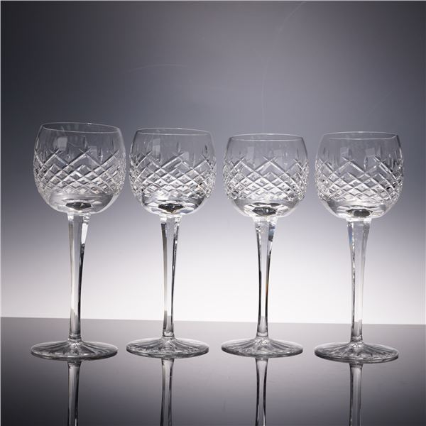 4pc Crystal Claret Wine Glasses with Diamond Cut Pattern