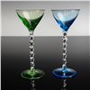 Image 4 : 14pc Vintage Mixed Stemware Set with Colored Twist Stems