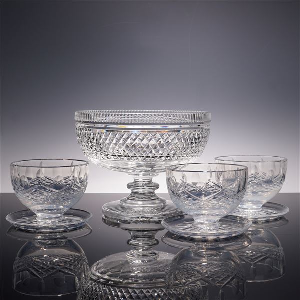 4pc Waterford Crystal Footed Bowl and Dessert Bowls