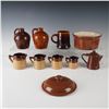 Image 2 : 10pc Assorted Brown Glazed Pottery and Metal Kitchenware, Jugs, Casserole