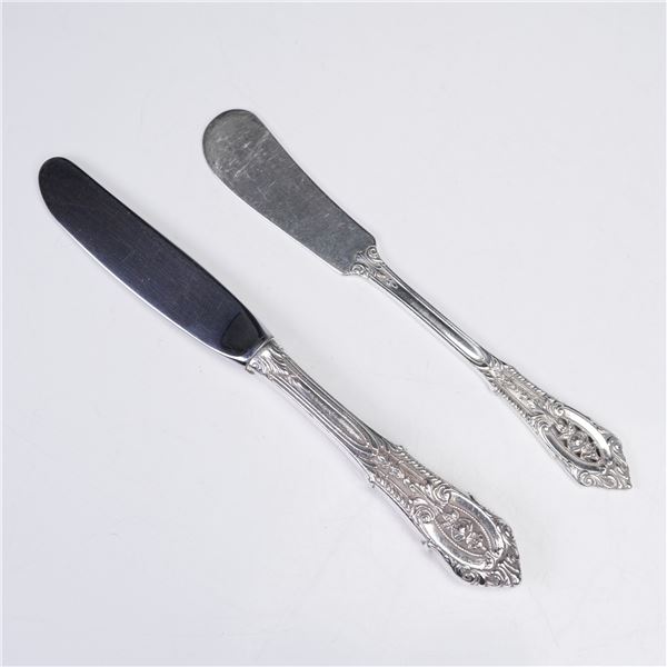 Pair of Wallace Rose Point Sterling Silver Butter Knives