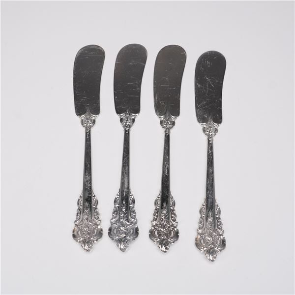 4pc Wallace Sterling Silver Grande Baroque Butter Spreaders
