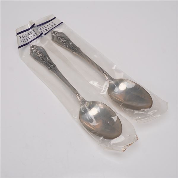 2pc Wallace Sterling Silver Rose Point Teaspoons