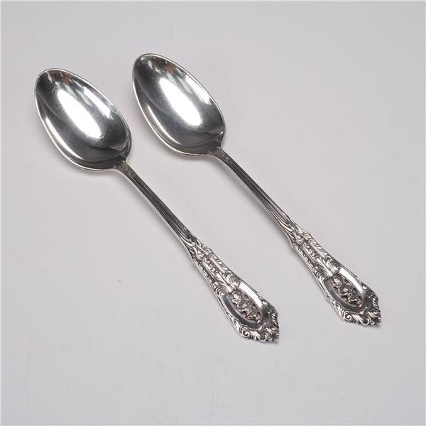 2pc Wallace Sterling Silver Rose Point Teaspoons