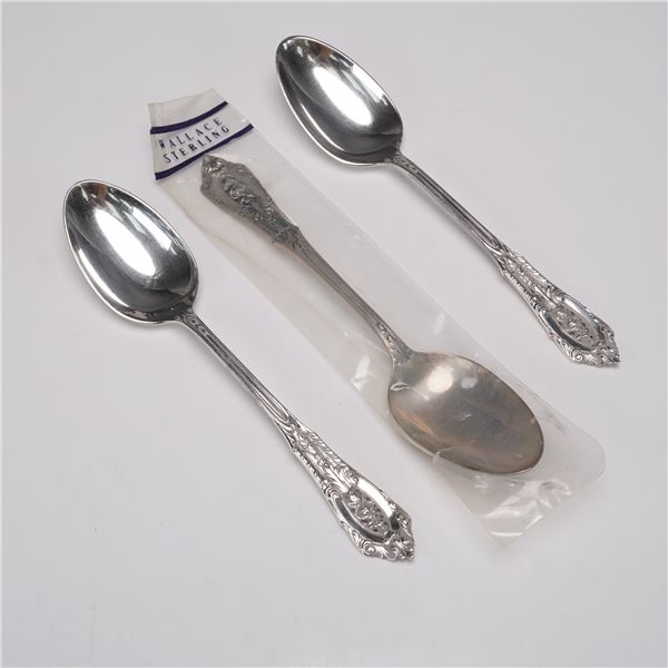 3pc Wallace Sterling Silver Rose Point Teaspoons