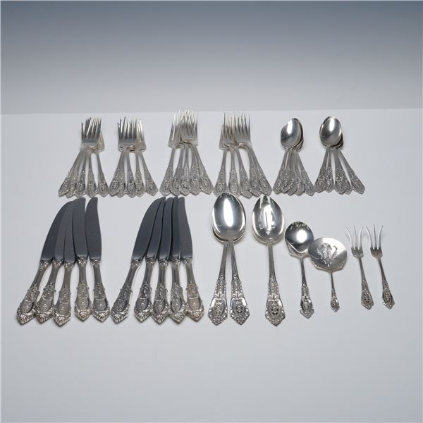 47pc Wallace Sterling Flatware Set, Rose Point