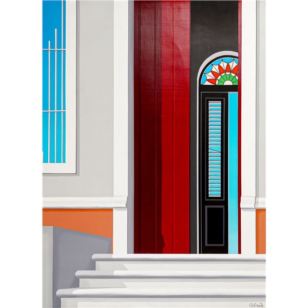 Humberto Calzada, Original Oil & Gouache on Paper Board Painting, Signed