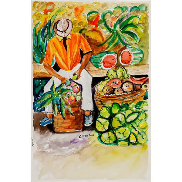 Charles Kontos, Original Watercolor Painting on Paper, Signed