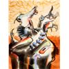 Image 1 : Peruvian Surrealist Watercolor & Gouache Painting on Paper Board, Signed