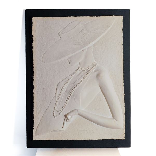 David Fisher Original Papier Mache Bas Relief, Sophisticated Lady, Signed