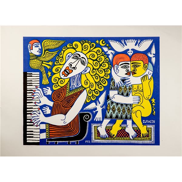 Rex Clawson, Limited Edition Lithograph on Paper, Piano Player, Signed