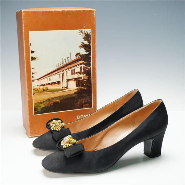 Chandler's French Room Originals Black Evening Shoes with Gold Beads