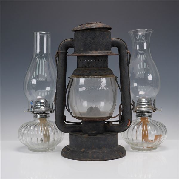 3pc Group of Kerosene Lamps - Dietz and Lamplight Farms