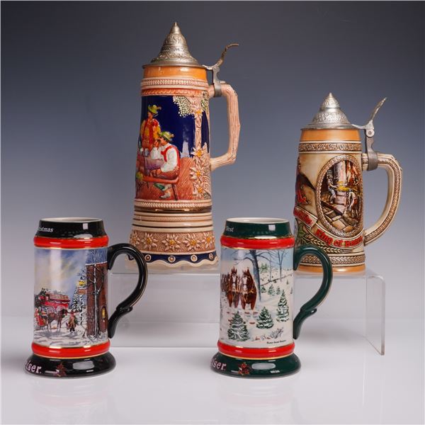 4pc Collector Beer Steins, Budweiser and Musical