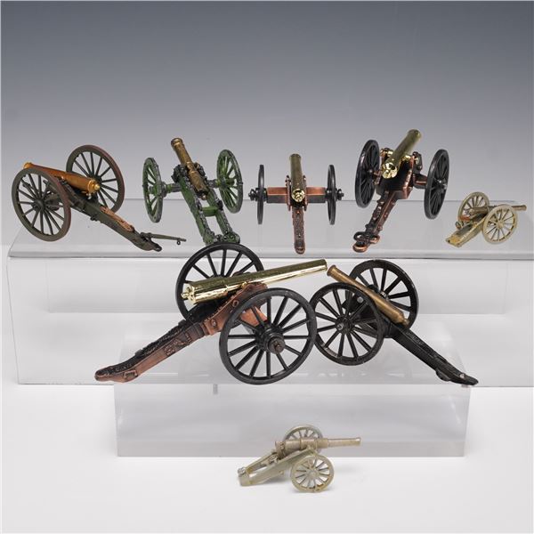 8pc Assorted Miniature Cannons, Mixed Metal and Painted Models