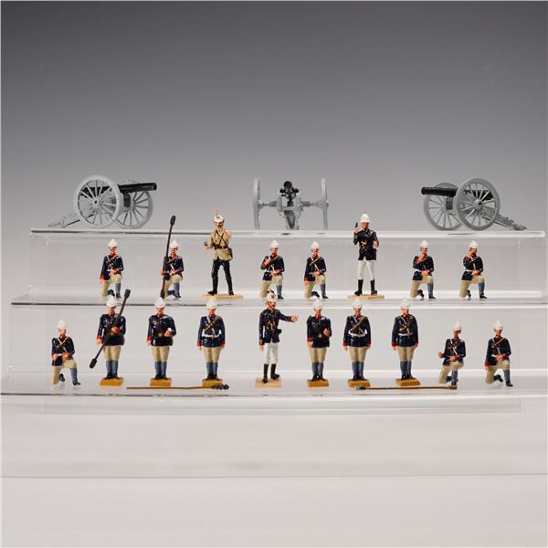 22pc Metal  Colonial Soldiers and Artillery Figurines