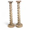Image 1 : 2-pcs Natural Wood Pillar Candle Holders Decor - approx. 2ft High each, Total Retail Value $ 199.99