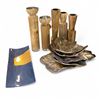 Image 1 : Group of Assorted Decors - includes Wooden Candle Holders & Set of 5 Leaf Wall Hanging Decor (Retail