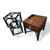 Image 1 : Group of 3 Side Tables - includes a Set of 2 Black Wooden Rattan 17" Square Tables (Glass Top missin