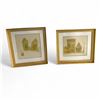 Image 1 : Set of 2 Golden Framed Prints from an Local Art Gallery - approx. 25 1/2" High each