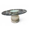 Image 1 : 5ft Round Glass Dining Table on Stone Pedestal