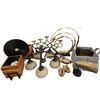 Image 1 : Group of Assorted Home Decors - includes chandelier, lamps, Wooden Storage Boxes & More
