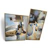 Image 1 : Set of 2 Modern Textured Framed Art - approx. 38" x 50" & 31 1/2" x 62". Retail Value $839.99