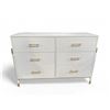 Image 1 : Modern White & Gold 6-Drawer Dresser - approx. 47" x 16" x 34"