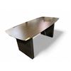 Image 1 : Modern Design Oval Dining Table, Wood Color & Sintered Stone Top (HEAVY) - approx. 71" x 35" x 30". 