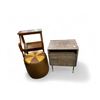 Image 1 : Group of Small Furnitures - includes a Modern 2-Drawer Nightstand, Vintage Brown Leather Ottoman & M
