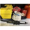 Image 3 : Jerry Cans Group Lot & Misc. Tool Supplies/Car Jack & More