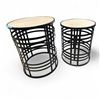 Image 1 : Set of 2 Ganz Black Woven Base Round Side Tables - approx. 19"