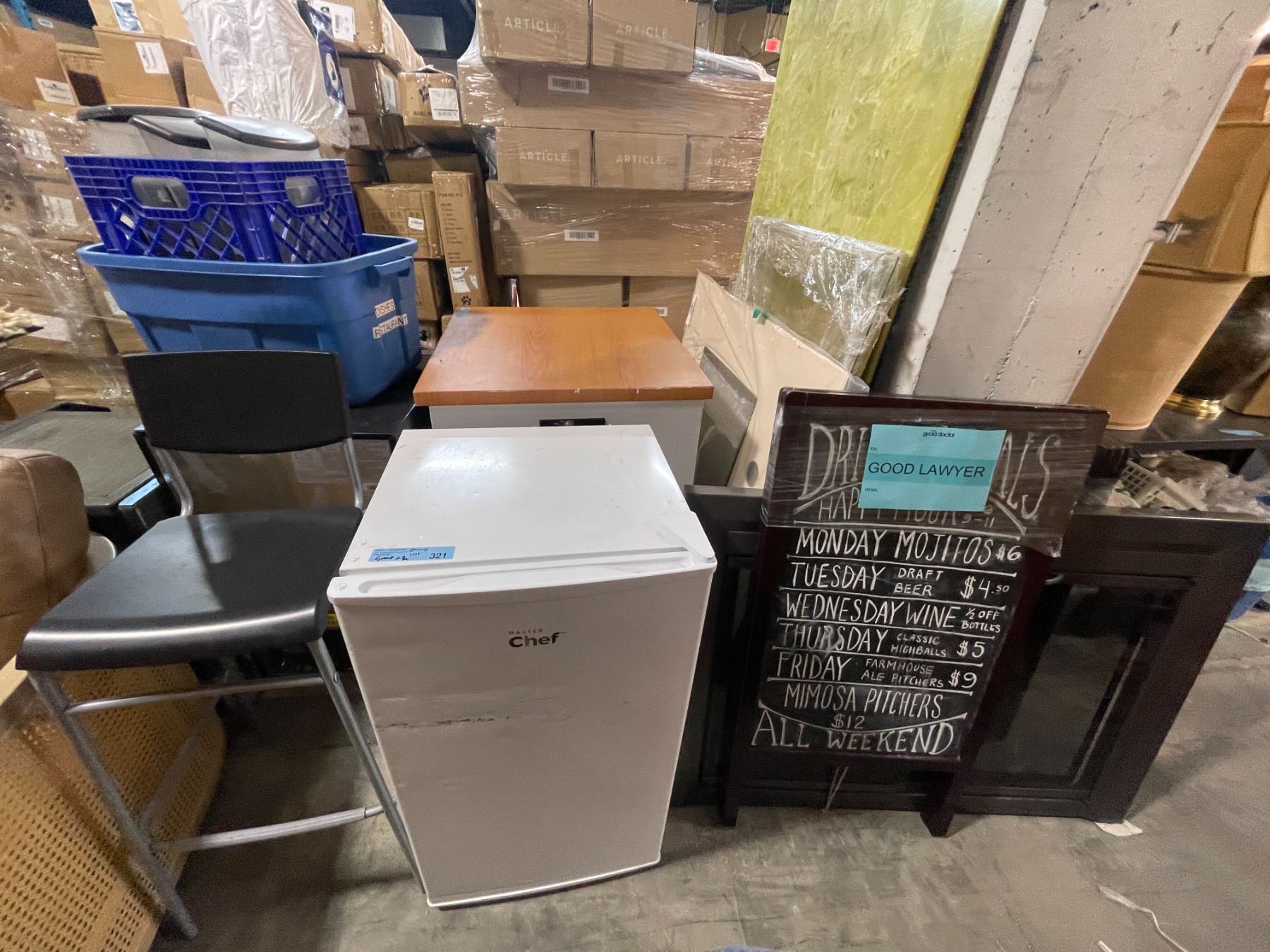 Misc. Group lot includes MasterChef Mini Fridge/Sign & Misc. Marble ...