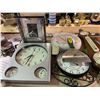 Image 5 : Shelf Vintage Decor Contents Lot - includes Assorted Clocks/Bulova Table Clock/Framed Pictures/New V