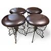 Image 1 : Set of 4 Round Leather Butterfly Metal Base Stools - approx. 18" High
