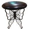Image 2 : Set of 4 Round Leather Butterfly Metal Base Stools - approx. 18" High